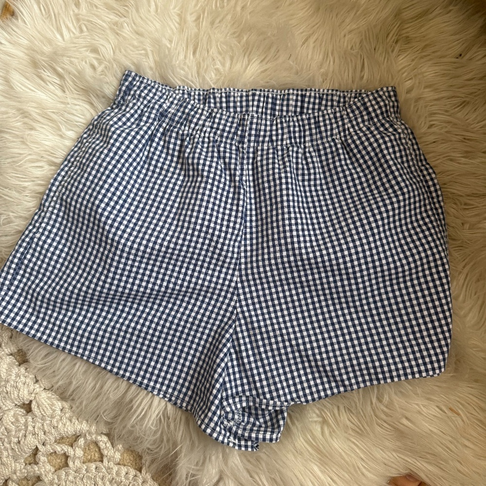 Hollister Navy Gingham Sleep Shorts Size XS Boyshort Boxers - Checkered